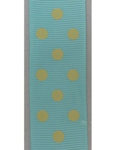 R-50cm de Ruban Galon plat 25mm à pois beige sur fond...