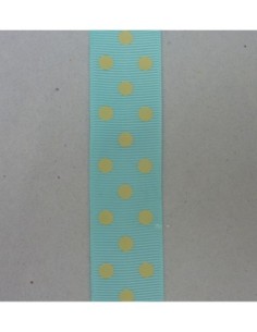 R-50cm de Ruban Galon plat 25mm à pois beige sur fond... 2