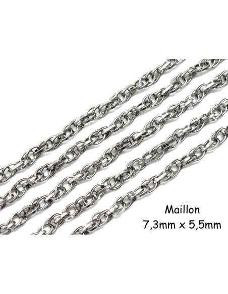 chaînette maille entrelacée en métal argenté