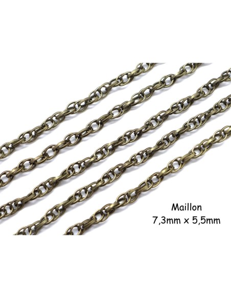 chaînette maille entrelacée en métal de couleur bronze