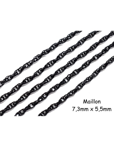 chaînette maille entrelacée en métal de couleur noir
