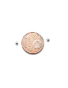 Petite Perle ronde en acier inoxydable argenté 2,4mm 2