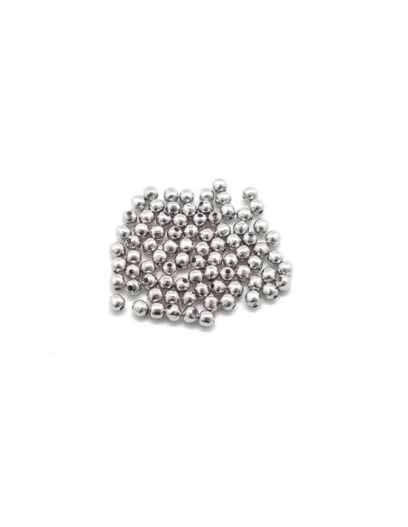 Perle ronde fine en acier inoxydable argenté 2,4mm