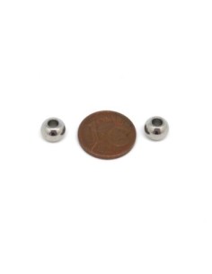 Perle ronde 7mm en acier inoxydable argenté à gros trou 2