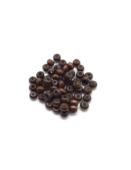 Perle ronde en bois de couleur marron foncé 4mm