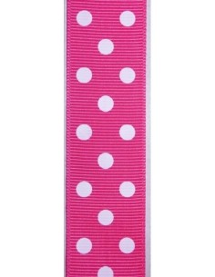 R-50cm de Ruban Galon plat 25mm à pois blancs sur fond...