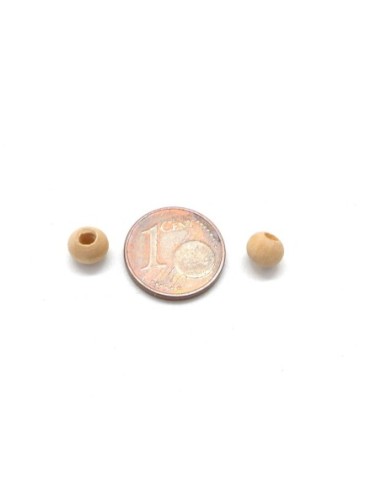 Perle en bois ronde pas chère de couleur bois naturel 6mm
