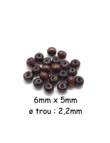 Perle en bois ronde marron foncé 6mm