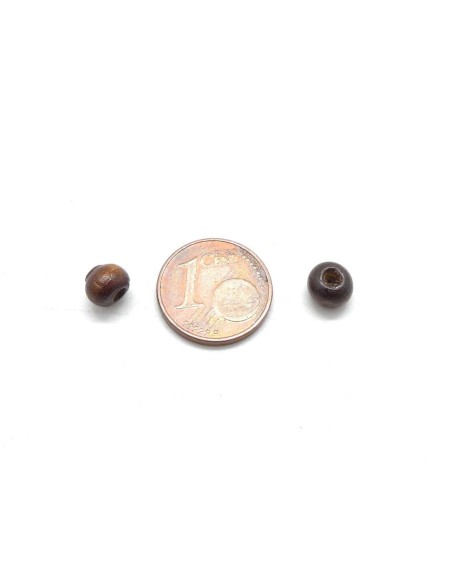 Perle ronde en bois marron foncé 6mm pour création e bijoux