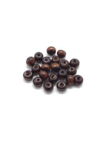 Perle en bois ronde pas chère marron foncé 6mm