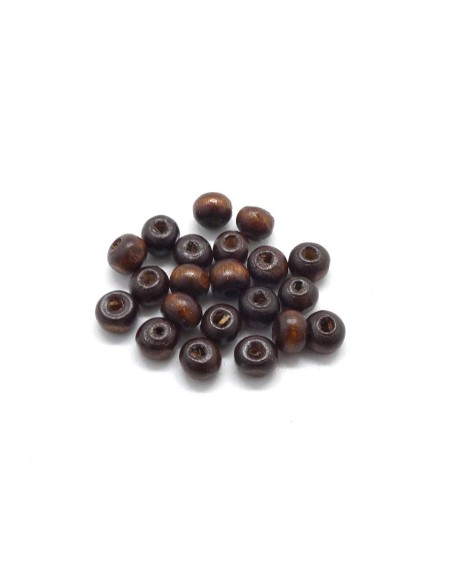Perle en bois ronde pas chère marron foncé 6mm