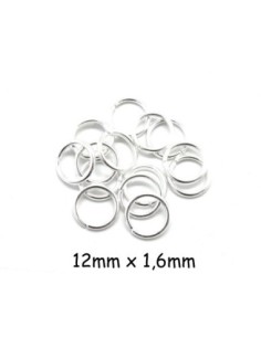 Anneau de jonction épais fort résistant 12mm x 1,6mm en métal argenté brillant anneaux brisés