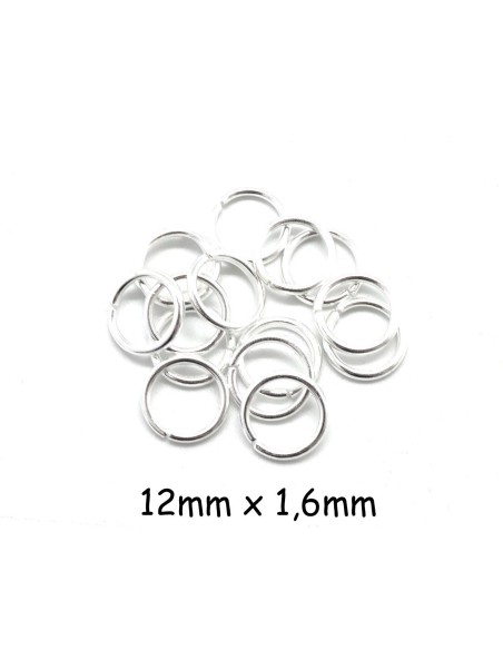 Anneau de jonction épais fort résistant 12mm x 1,6mm en métal argenté brillant anneaux brisés
