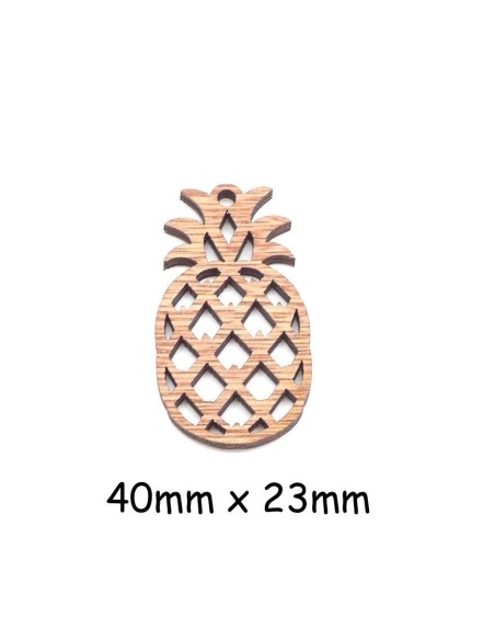 Pendentif ananas en bois couleur marron pour scrapbooking, bijoux