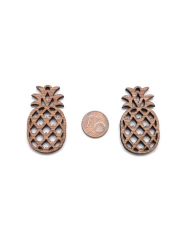 Breloque ananas en bois couleur marron pour scrapbooking, bijoux