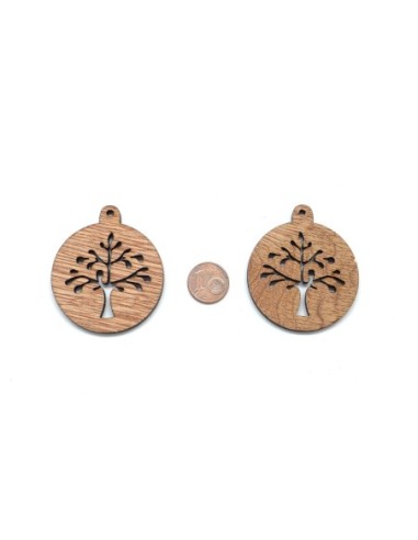 4 Pendentifs arbre de vie en bois pour scrapbooking, bijoux