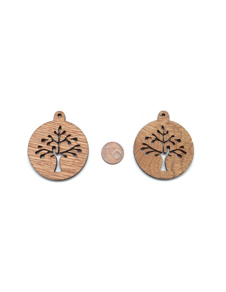4 Pendentifs arbre de vie en bois pour scrapbooking, bijoux