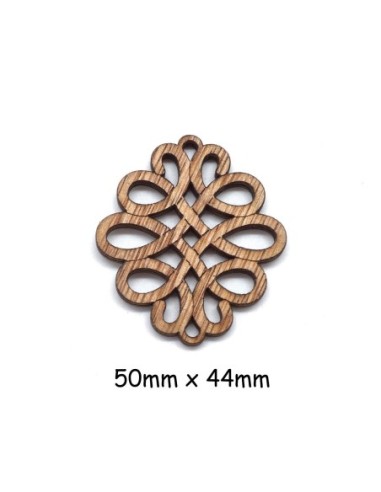 Pendentif connecteur rosace ovale style celtique en bois pour scrapbooking, bijoux