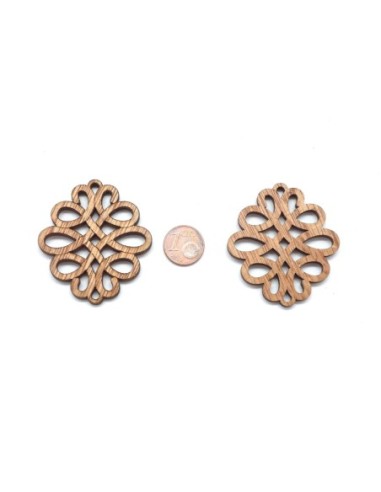 Applique pendentif connecteur rosace ovale style celtique en bois pour scrapbooking, bijoux