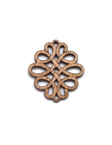 Connecteur rosace ovale style celtique en bois pour scrapbooking, bijoux