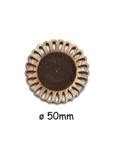 Pendentif Estampe rosace en bois travaillé rond support pour cabochon de 30mm