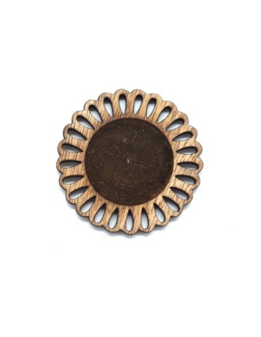 Estampe pas chère rosace en bois travaillé rond support pour cabochon de 30mm