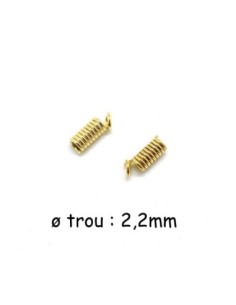 Embout ressort Doré pour cordon de 2mm en métal