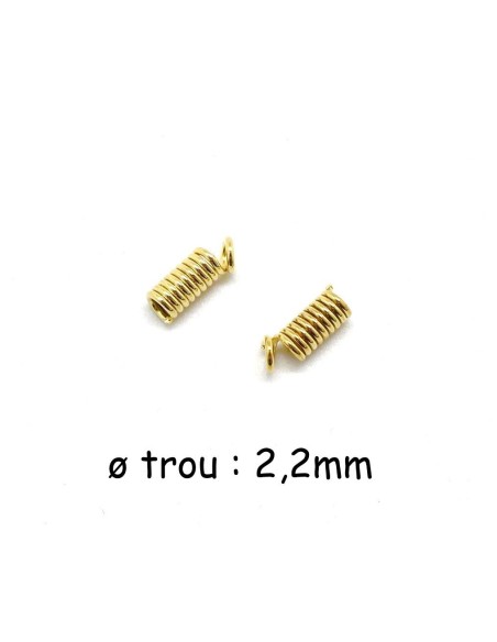 Embout ressort Doré pour cordon de 2mm en métal