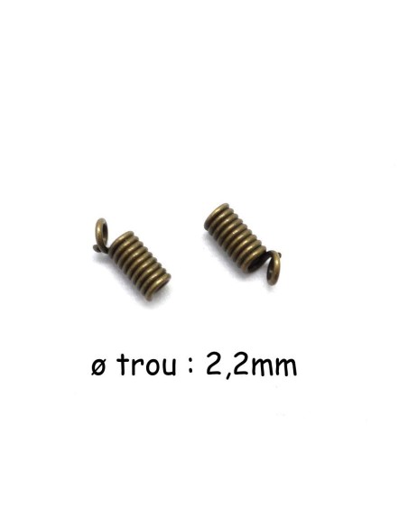 Embout ressort Bronze pour cordon de 2mm en métal