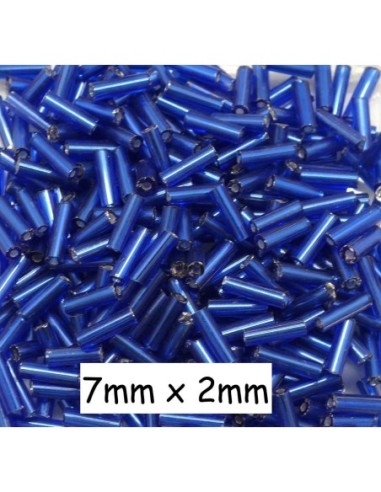 Perle de rocaille tube 2mm en verre bleu foncé