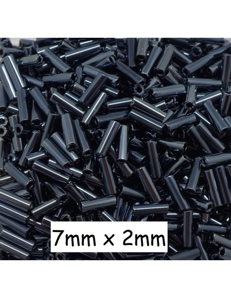 Perle de rocaille tube 2mm en verre de couleur gris hématite