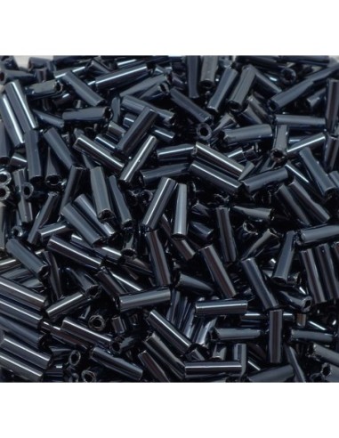 Perle tube de rocaille en verre gris hématite pas chère
