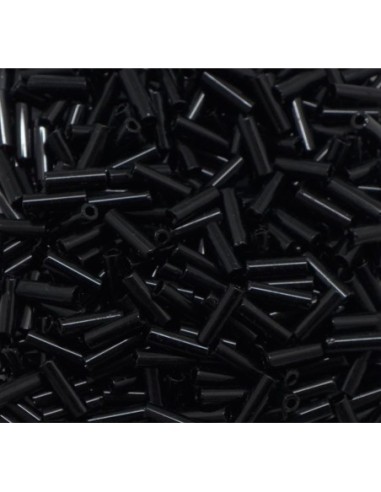 Perle de rocaille pas chère noire en forme de tube