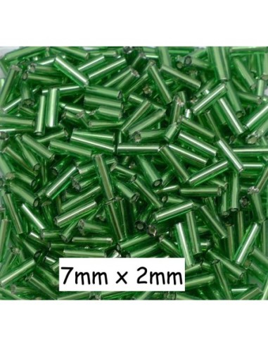Perle de rocaille tube 2mm en verre de couleur vert
