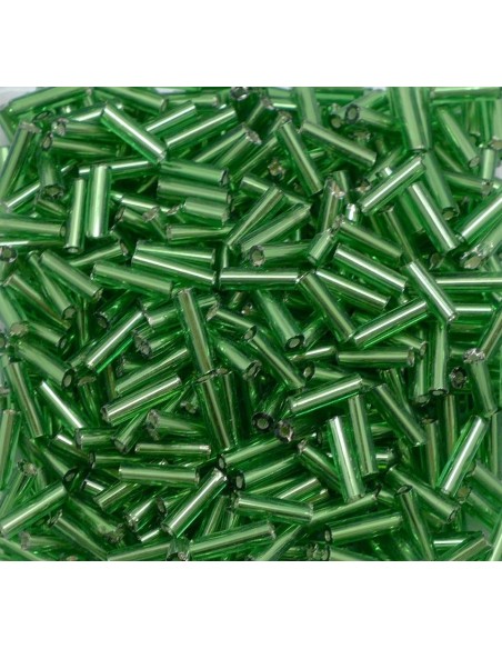 Perle de rocaille tube 2mm en verre de couleur vert pas chère