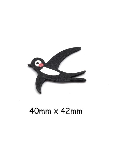 Hirondelle en bois de couleur noir à coller 4cm pour scrapbooking