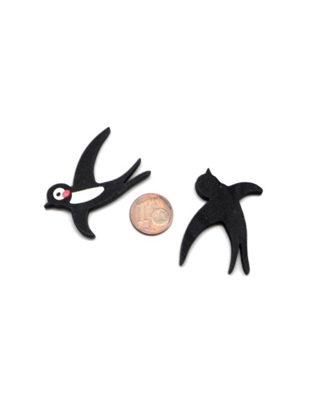 Sujet en bois en forme d'hirondelle de couleur noir à coller 4cm pour scrapbooking