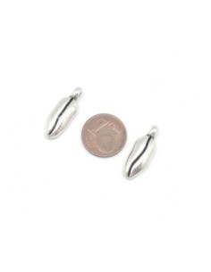 Breloque argenté piments, grain de blé, pampille en métal 22mm 2