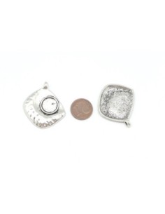 Pendentif en métal argenté martelé pour cabochon de 10mm 2