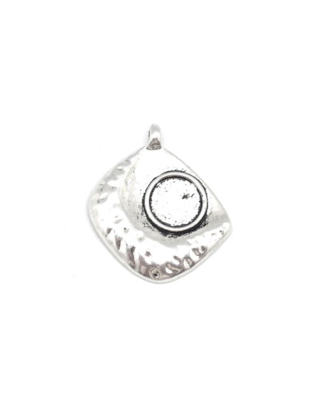 Charm en métal argenté martelé pour cabochon de 10mm