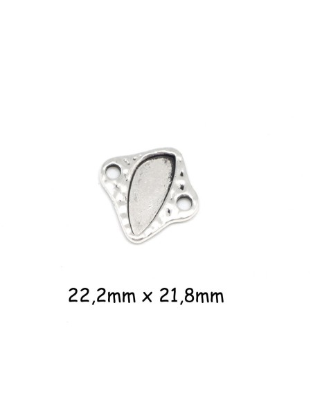 Perle connecteur en métal argenté martelé support pour résine