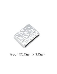 Fermoir aimanté pour bracelet multirang de 25mm en métal argenté martelé travaillé