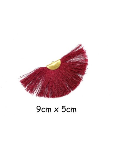 Pompon éventail rouge bordeaux 9cm