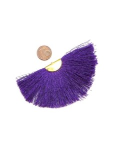 Pompon éventail violet 9cm brillant satiné 2