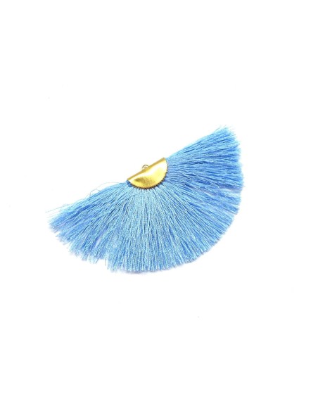 Pompon éventail pas cher bleu ciel brillant