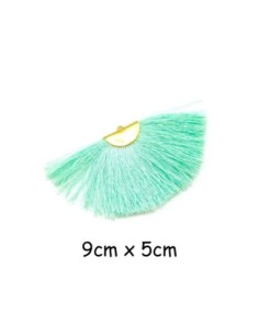 Pompon éventail vert pastel 9cm brillant satiné