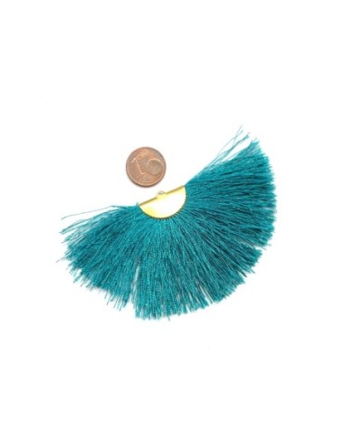 Pendentif pompon demi lune vert canard pas cher