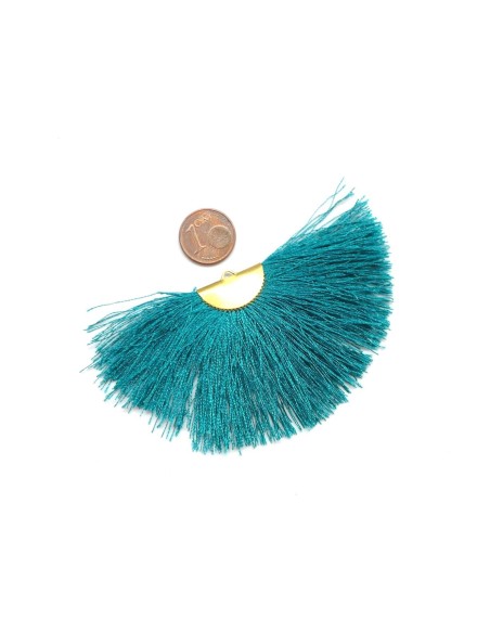 Pendentif pompon demi lune vert canard pas cher