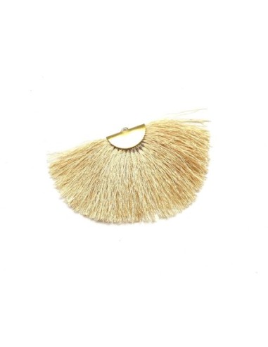 Pompon demi-lune beige 9cm brillant satiné