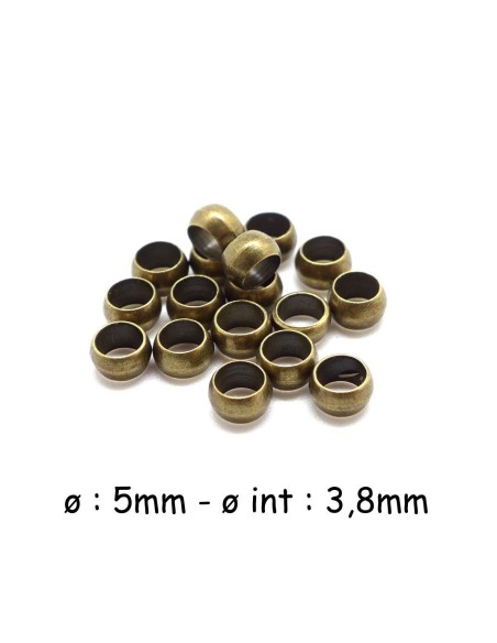 Perle à écraser en métal de couleur bronze 5mm